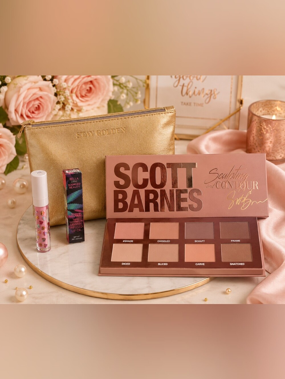 Scott Barnes Sculpting & Contour Eyeshadow Palette — Rose & Neutral Tones